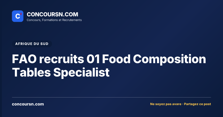 Illustration de l’article : FAO recruits 01 Food Composition Tables Specialist