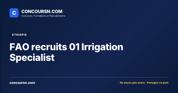 Illustration de l’article : FAO recruits 01 Irrigation Specialist