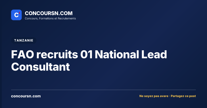 Illustration de l’article : FAO recruits 01 National Lead Consultant