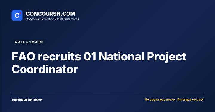 Illustration de l’article : FAO recruits 01 National Project Coordinator