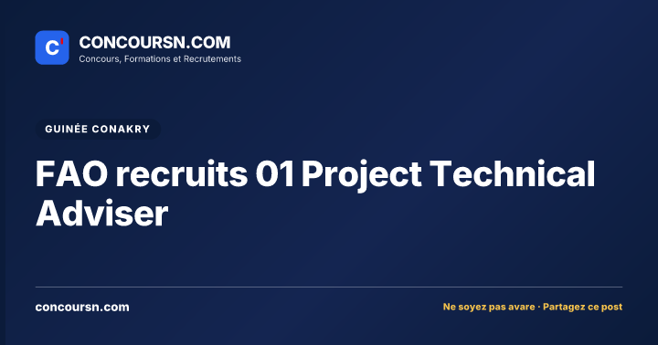 Illustration de l’article : FAO recruits 01 Project Technical Adviser
