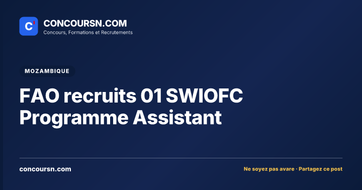 Illustration de l’article : FAO recruits 01 SWIOFC Programme Assistant