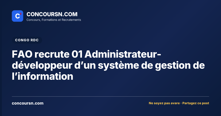 Illustration de l’article : FAO recrute 01 Administrateur-développeur d’un système de gestion de l’information