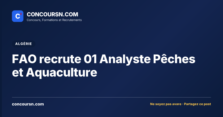 Illustration de l’article : FAO recrute 01 Analyste Pêches et Aquaculture