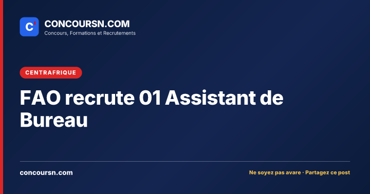 Illustration de l’article : FAO recrute 01 Assistant de Bureau