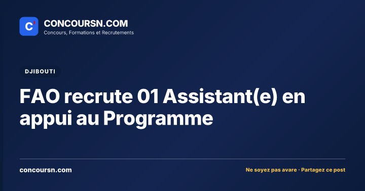 Illustration de l’article : FAO recrute 01 Assistant(e) en appui au Programme