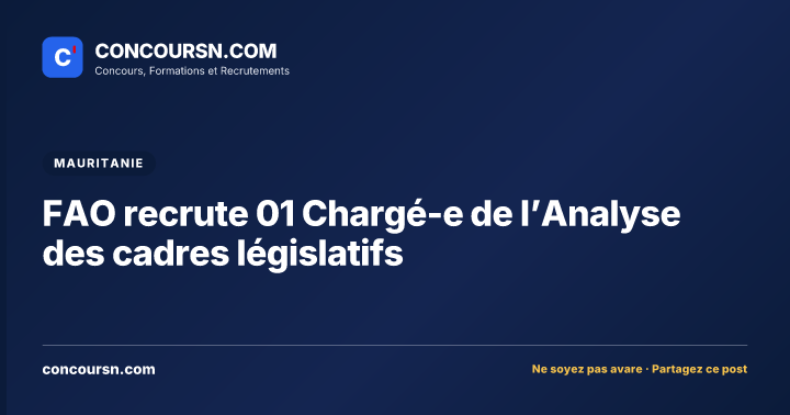 Illustration de l’article : FAO recrute 01 Chargé-e de l’Analyse des cadres législatifs