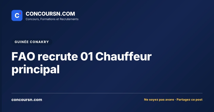 Illustration de l’article : FAO recrute 01 Chauffeur principal