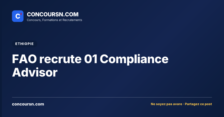 Illustration de l’article : FAO recrute 01 Compliance Advisor
