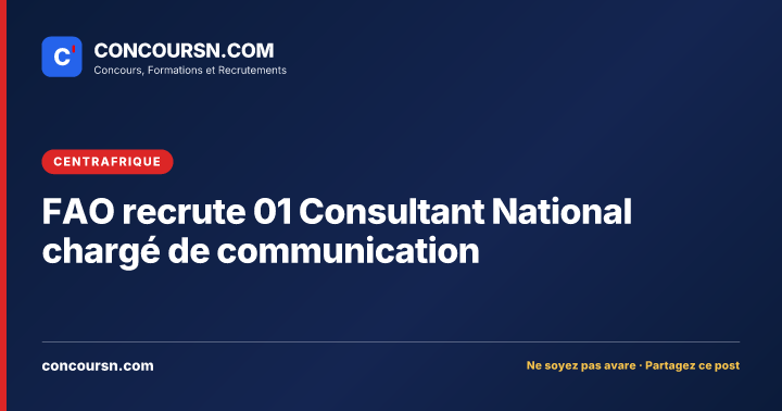 Illustration de l’article : FAO recrute 01 Consultant National chargé de communication