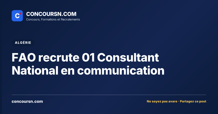 Illustration de l’article : FAO recrute 01 Consultant National en communication