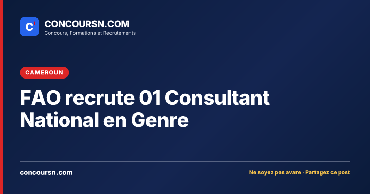 Illustration de l’article : FAO recrute 01 Consultant National en Genre