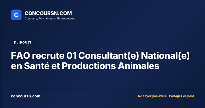 Illustration de l’article : FAO recrute 01 Consultant(e) National(e) en Santé et Productions Animales