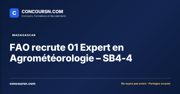 Illustration de l’article : FAO recrute 01 Expert en Agrométéorologie – SB4-4