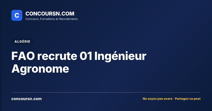 Illustration de l’article : FAO recrute 01 Ingénieur Agronome