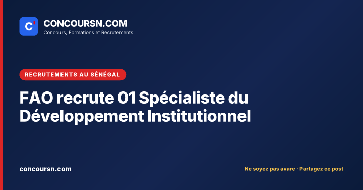 Illustration de l’article : FAO recrute 01 Spécialiste du Développement Institutionnel