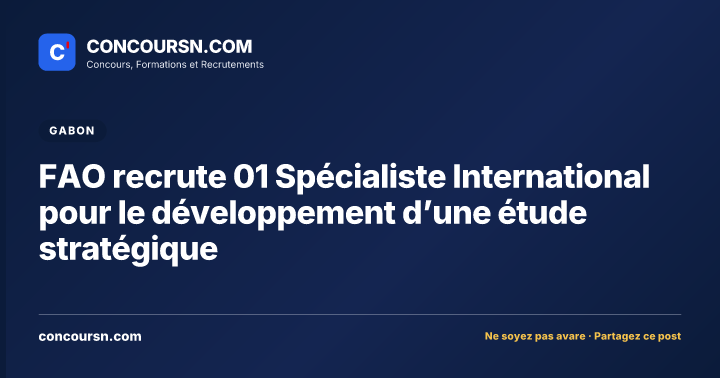 Illustration de l’article : FAO recrute 01 Spécialiste International pour le développement d’une étude stratégique