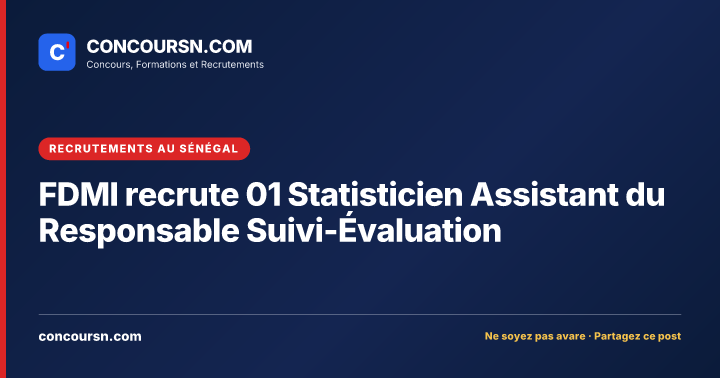 Illustration de l’article : FDMI recrute 01 Statisticien Assistant du Responsable Suivi-Évaluation