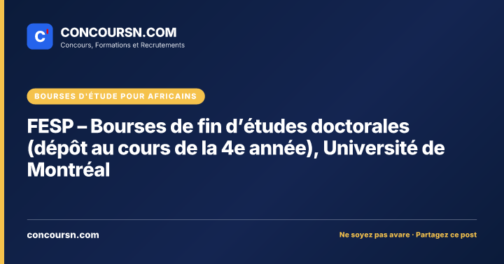 Illustration de l’article : FESP – Bourses de fin d’études doctorales (dépôt au cours de la 4e année), Université de Montréal