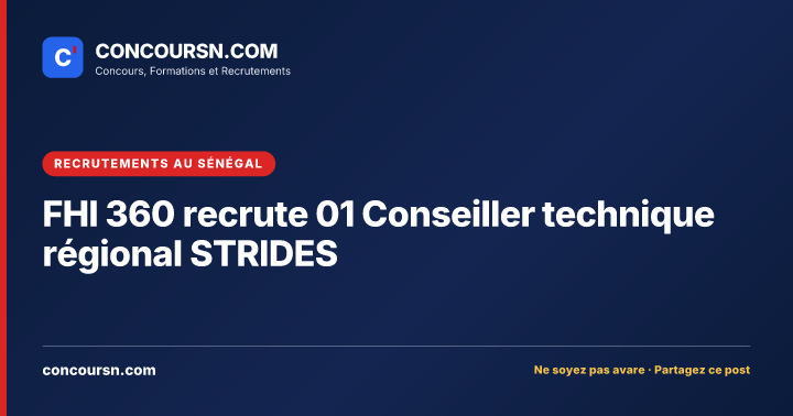 Illustration de l’article : FHI 360 recrute 01 Conseiller technique régional STRIDES