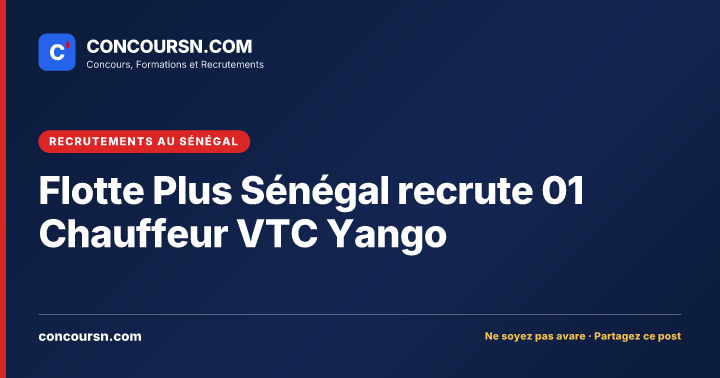 Illustration de l’article : Flotte Plus Sénégal recrute 01 Chauffeur VTC Yango