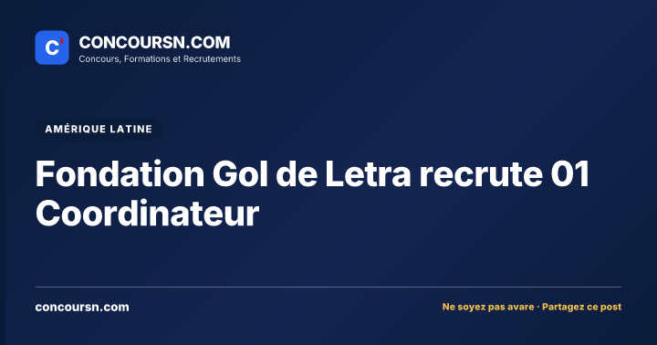 Illustration de l’article : Fondation Gol de Letra recrute 01 Coordinateur