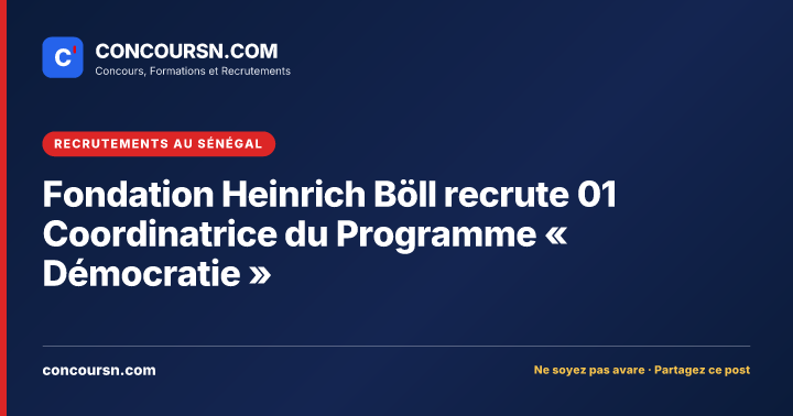 Illustration de l’article : Fondation Heinrich Böll recrute 01 Coordinatrice du Programme « Démocratie »