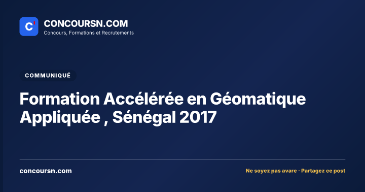 Illustration de l’article : Formation Accélérée en Géomatique Appliquée , Sénégal 2017
