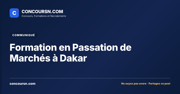 Formation en Passation de Marchés à Dakar