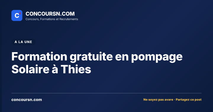 Illustration de l’article : Formation gratuite en pompage Solaire à Thies