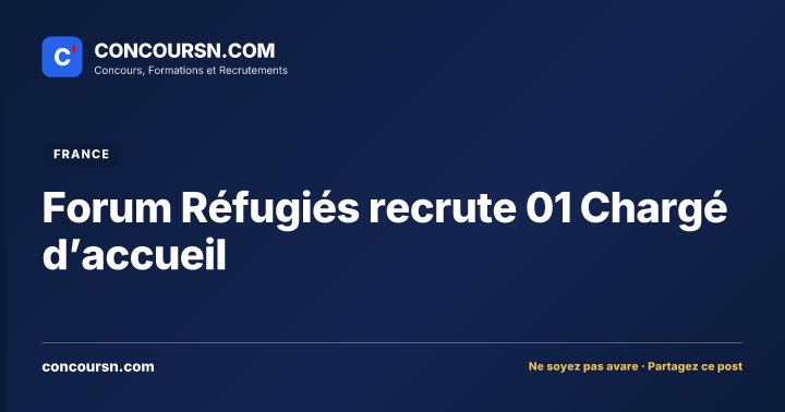 Illustration de l’article : Forum Réfugiés recrute 01 Chargé d’accueil