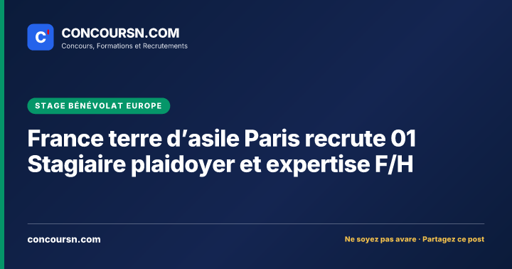 Illustration de l’article : France terre d’asile Paris recrute 01 Stagiaire plaidoyer et expertise F/H