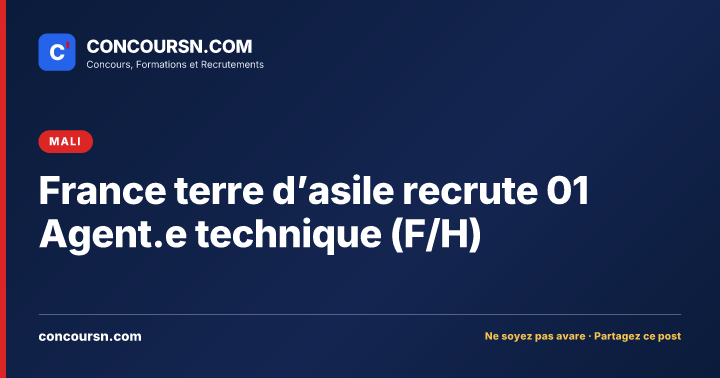 Illustration de l’article : France terre d’asile recrute 01 Agent.e technique (F/H)