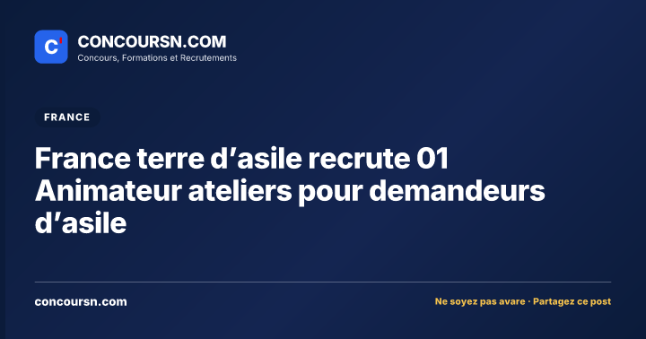 Illustration de l’article : France terre d’asile recrute 01 Animateur ateliers pour demandeurs d’asile