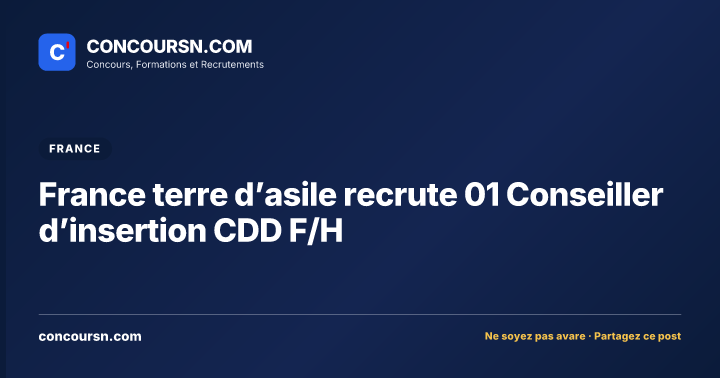 Illustration de l’article : France terre d’asile recrute 01 Conseiller d’insertion CDD F/H