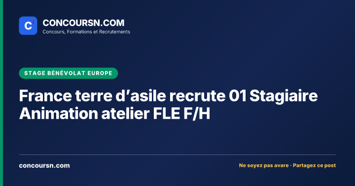Illustration de l’article : France terre d’asile recrute 01 Stagiaire Animation atelier FLE F/H