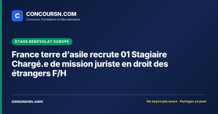 Illustration de l’article : France terre d’asile recrute 01 Stagiaire Chargé.e de mission juriste en droit des étrangers F/H