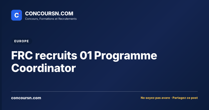 FRC recruits 01 Programme Coordinator