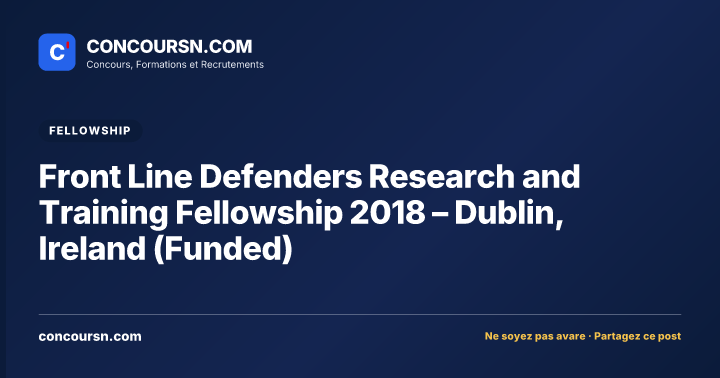 Illustration de l’article : Front Line Defenders Research and Training Fellowship 2018 – Dublin, Ireland (Funded)