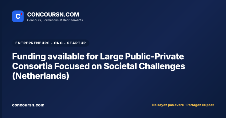 Funding available for Large Public-Private Consortia Focused on Societal Challenges (Netherlands)