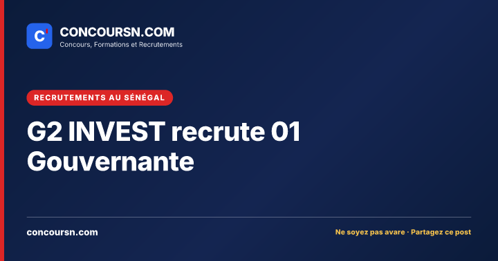 Illustration de l’article : G2 INVEST recrute 01 Gouvernante