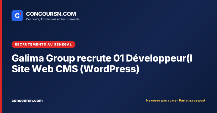 Illustration de l’article : Galima Group recrute 01 Développeur(l Site Web CMS (WordPress)