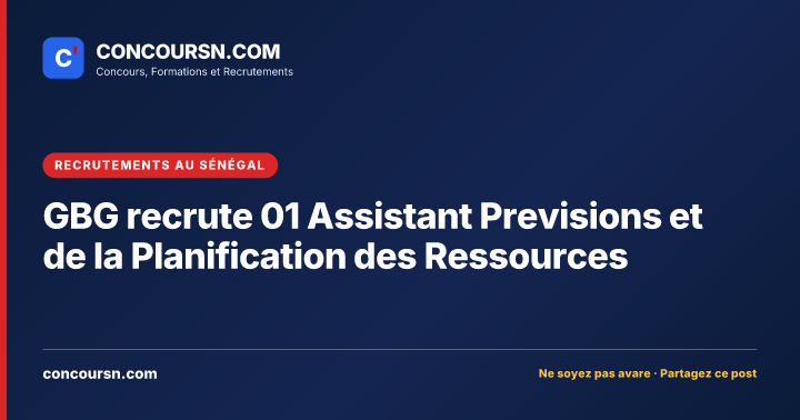 Illustration de l’article : GBG recrute 01 Assistant Previsions et de la Planification des Ressources