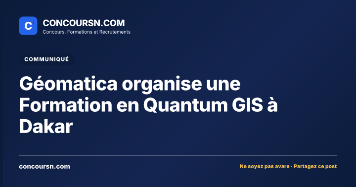 Illustration de l’article : Géomatica organise une Formation en Quantum GIS à Dakar