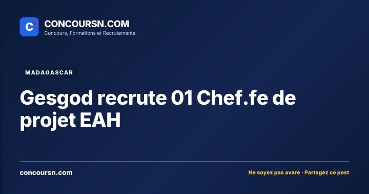 Illustration de l’article : Gesgod recrute 01 Chef.fe de projet EAH