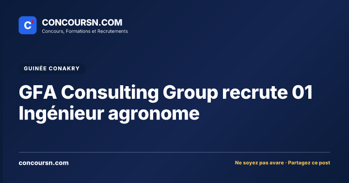 GFA Consulting Group recrute 01 Ingénieur agronome