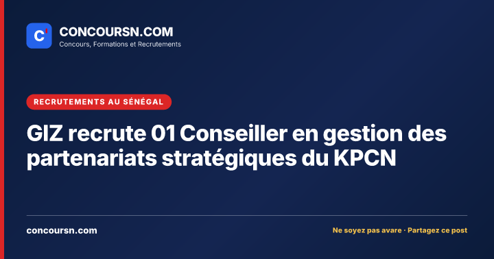 Illustration de l’article : GIZ recrute 01 Conseiller en gestion des partenariats stratégiques du KPCN