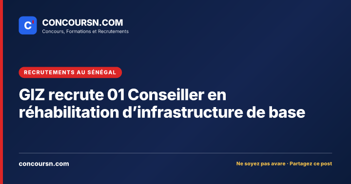 Illustration de l’article : GIZ recrute 01 Conseiller en réhabilitation d’infrastructure de base