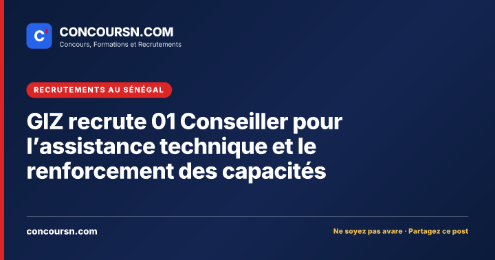 Illustration de l’article : GIZ recrute 01 Conseiller pour l’assistance technique et le renforcement des capacités