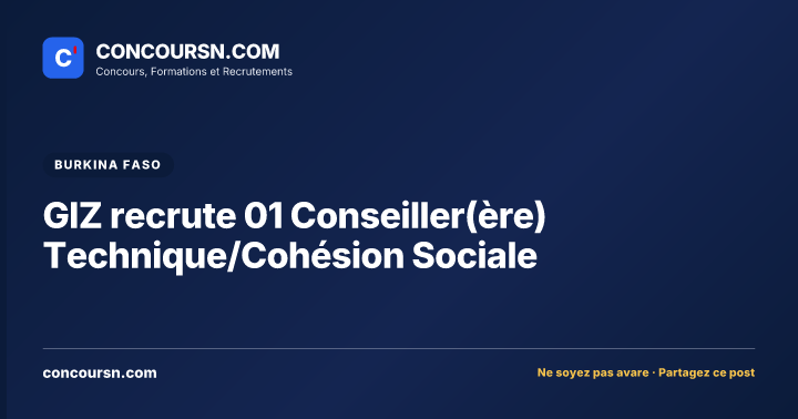 Illustration de l’article : GIZ recrute 01 Conseiller(ère) Technique/Cohésion Sociale